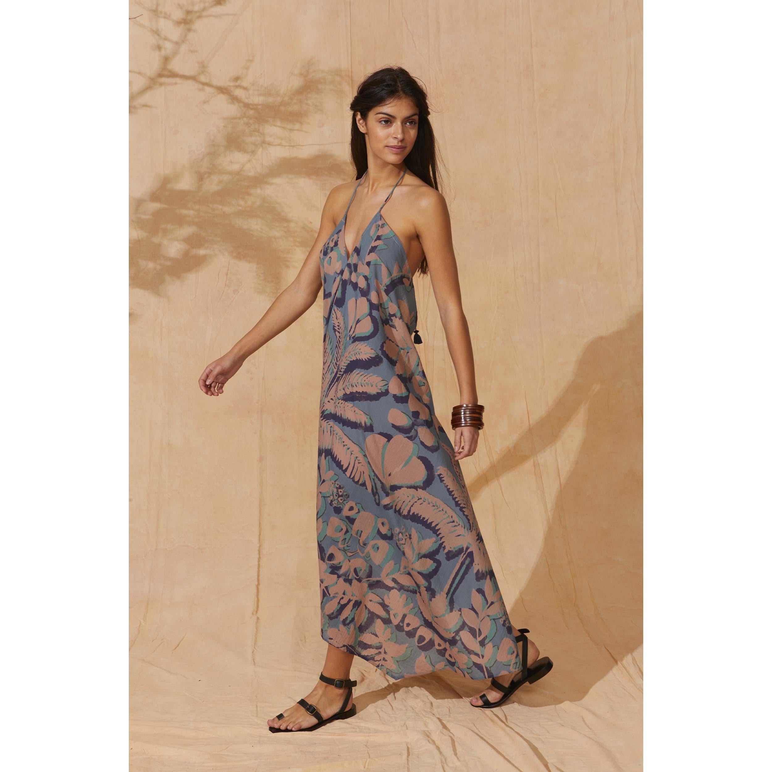 Robe Ivina Imprime Tropical - Dusty Blue