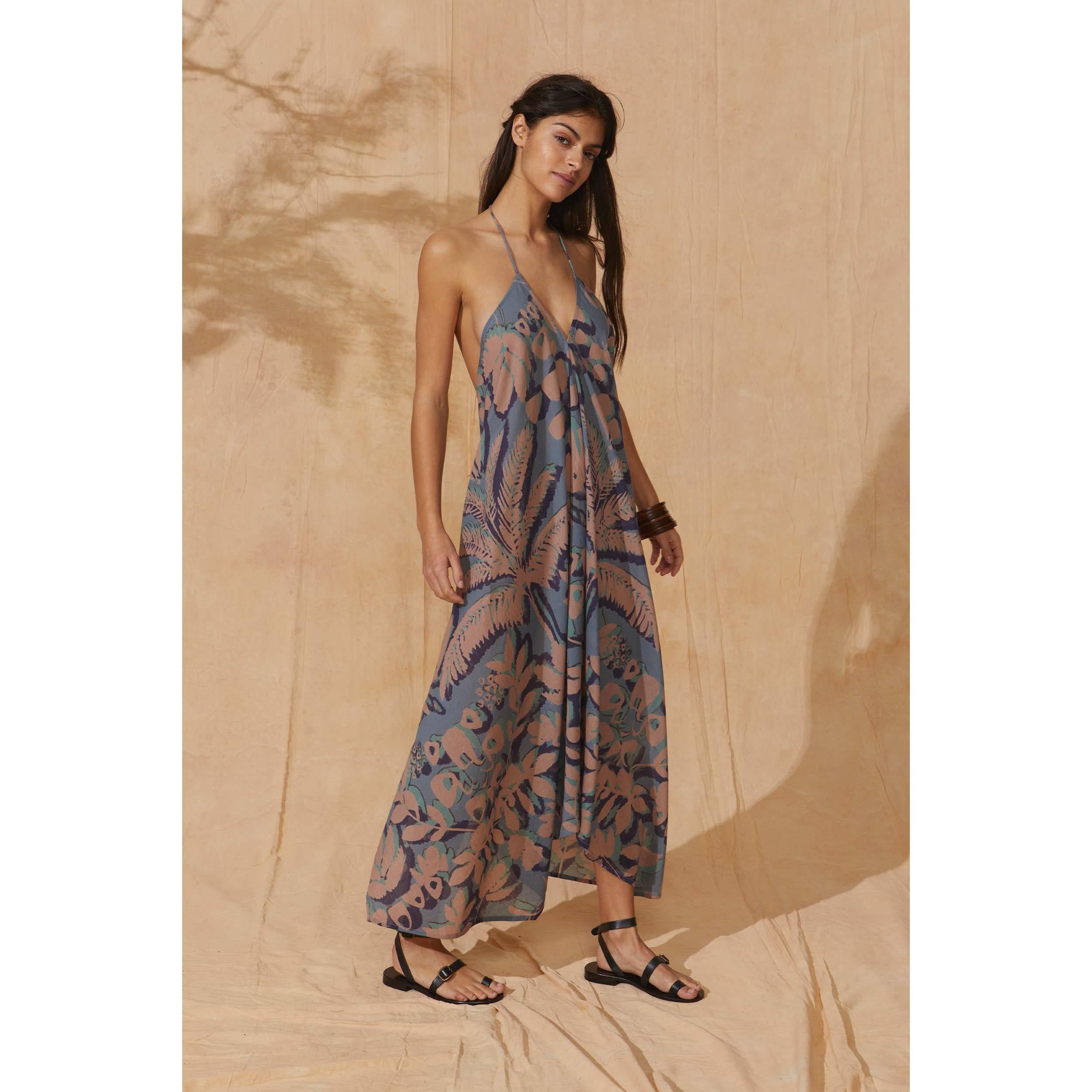 Robe Ivina Imprime Tropical - Dusty Blue