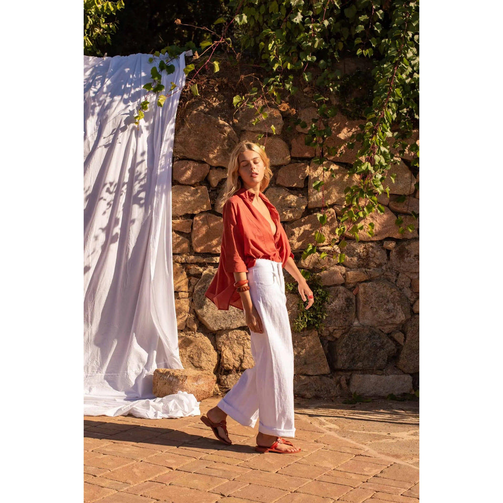 Pantalon Lolo Coton Lin - White