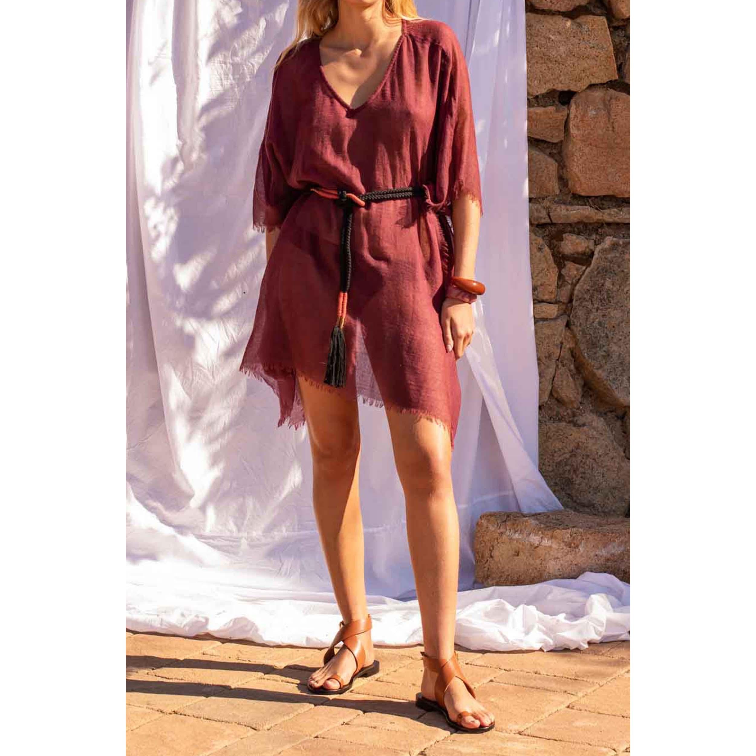 Poncho Court Rafaele Etamine De Laine - Ardoise