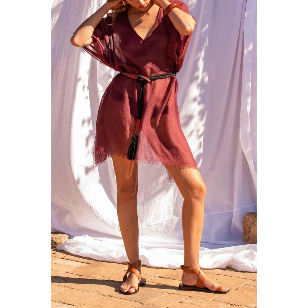 Poncho Court Rafaele Etamine De Laine - Ardoise