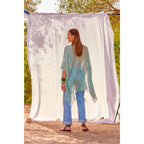 Poncho Court Rafaele Etamine De Laine - Lagon