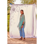 Poncho Court Rafaele Etamine De Laine - Lagon