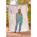 Poncho Court Rafaele Etamine De Laine - Lagon