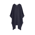Poncho Court Rafaele Etamine De Laine - Ink