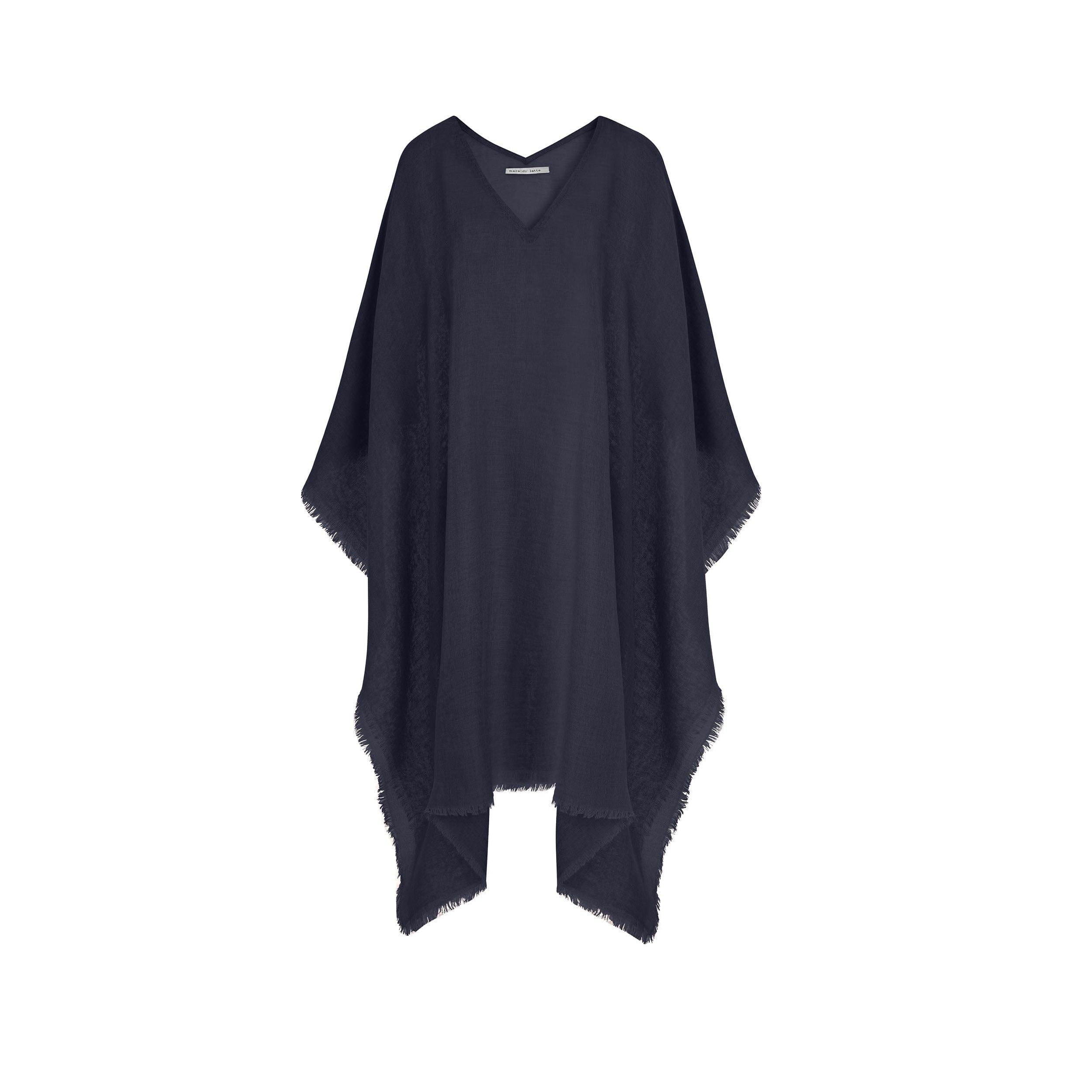 Poncho Court Rafaele Etamine De Laine - Ink