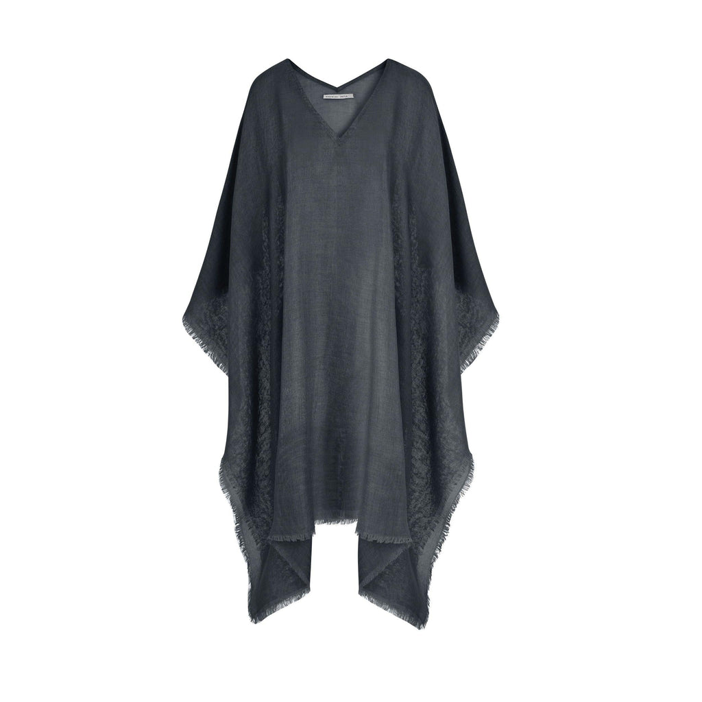 Poncho Court Rafaele Etamine De Laine - Ardoise