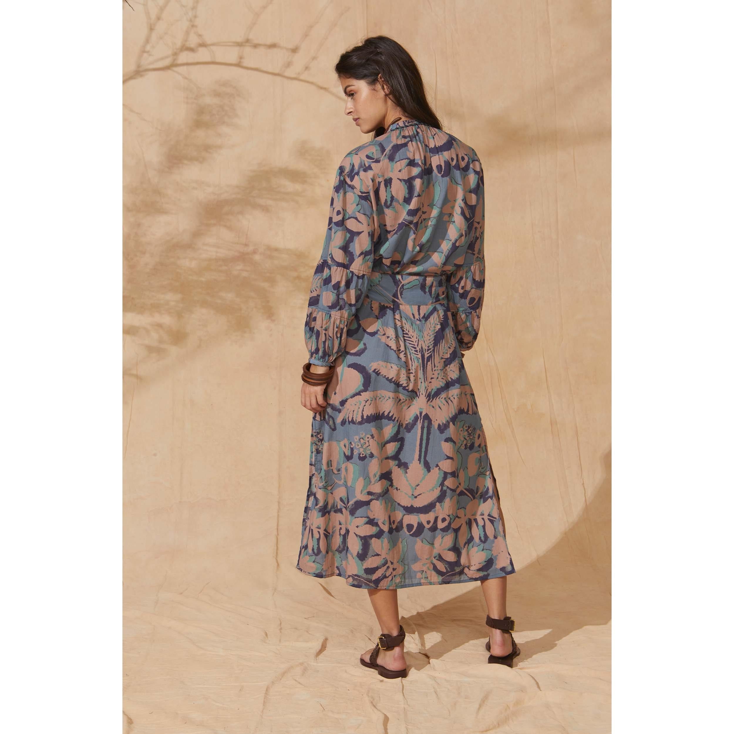 Robe Charlie Imprime Tropical - Dusty Blue