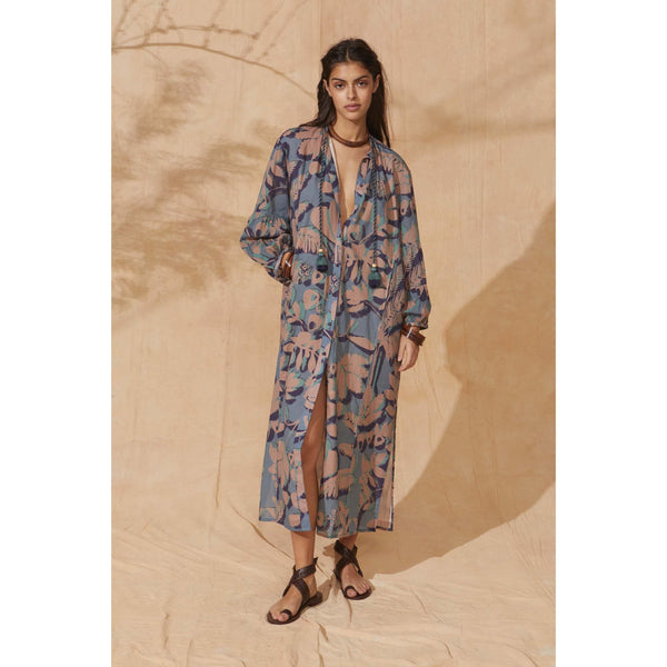 Robe Charlie Imprime Tropical - Dusty Blue