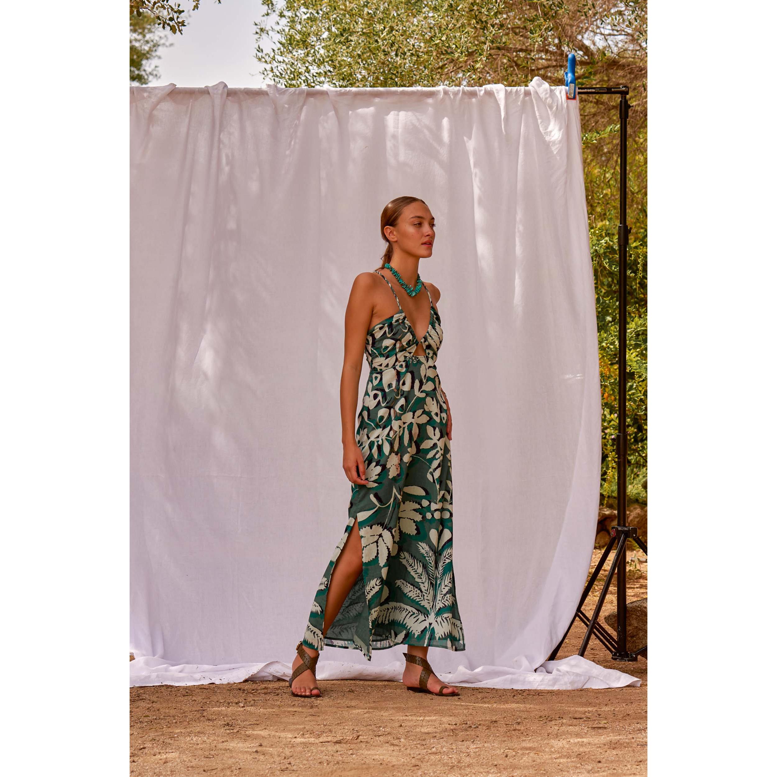 Robe Cali Imprime Tropical - Acqua Green
