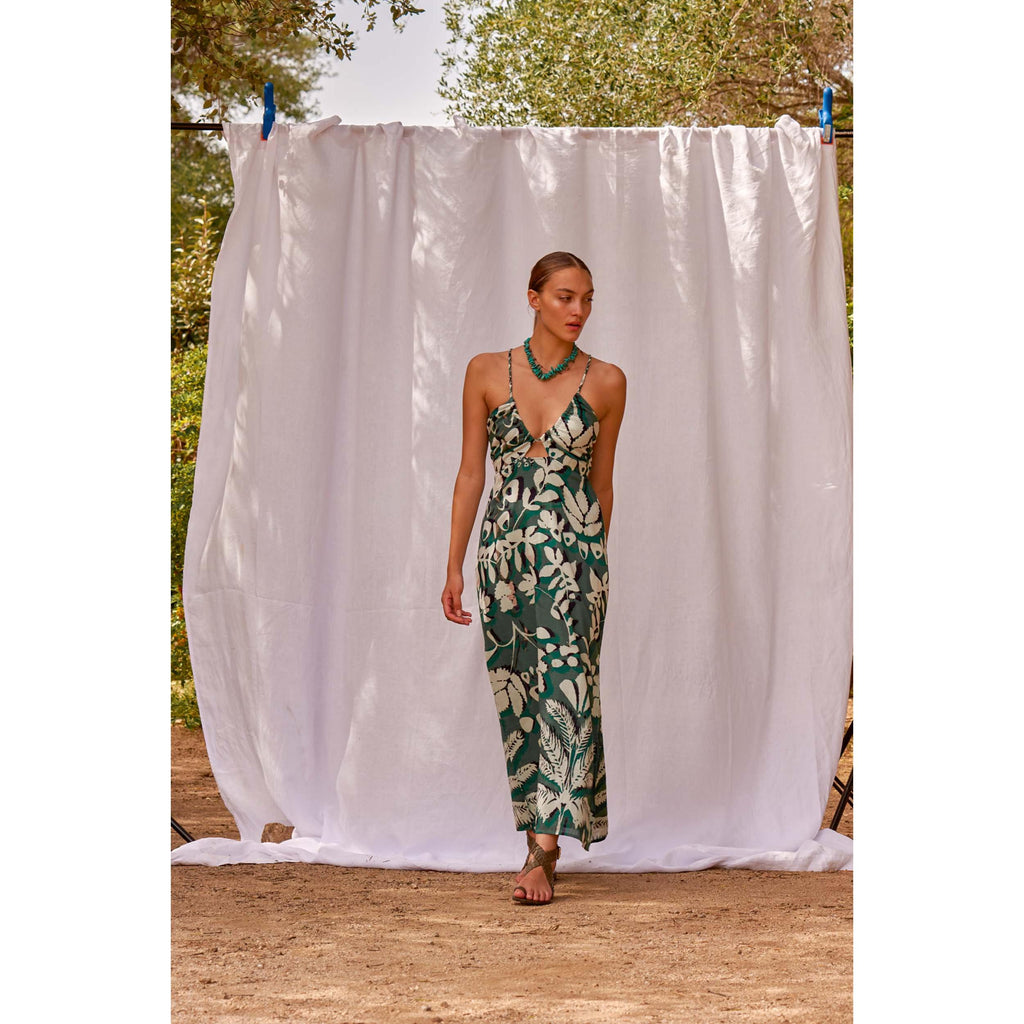 Robe Cali Imprime Tropical - Acqua Green