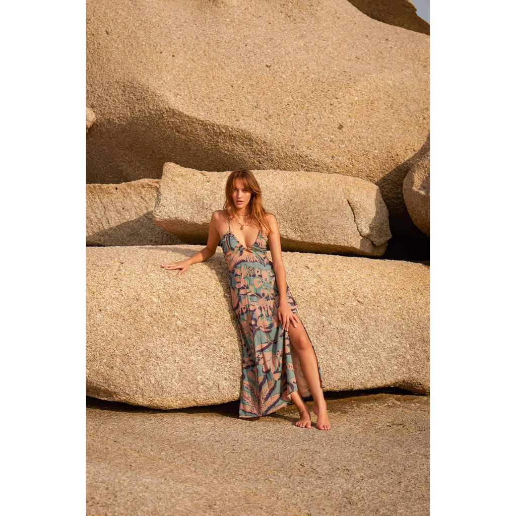 Robe Cali Imprime Tropical - Acqua Green