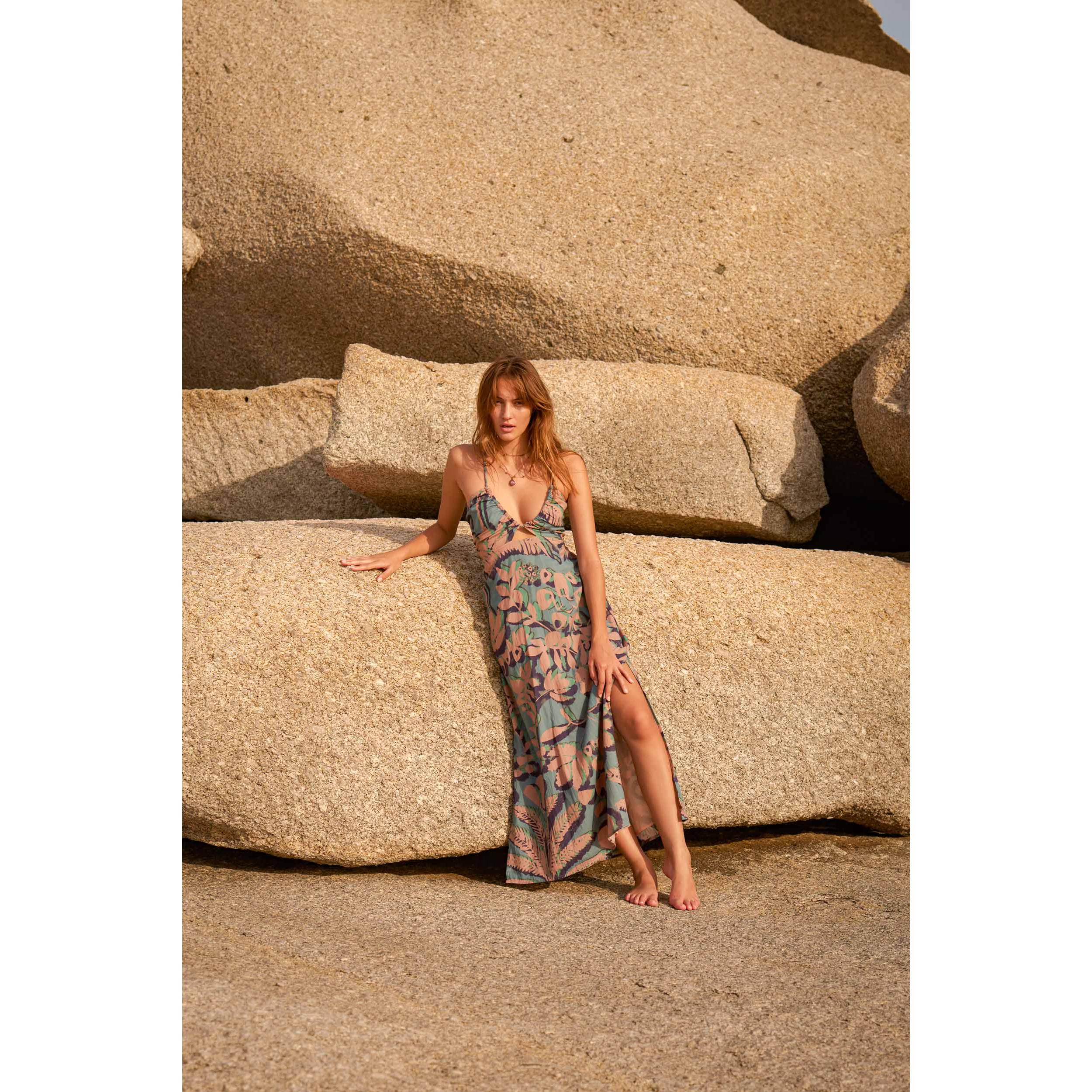 Robe Cali Imprime Tropical - Acqua Green
