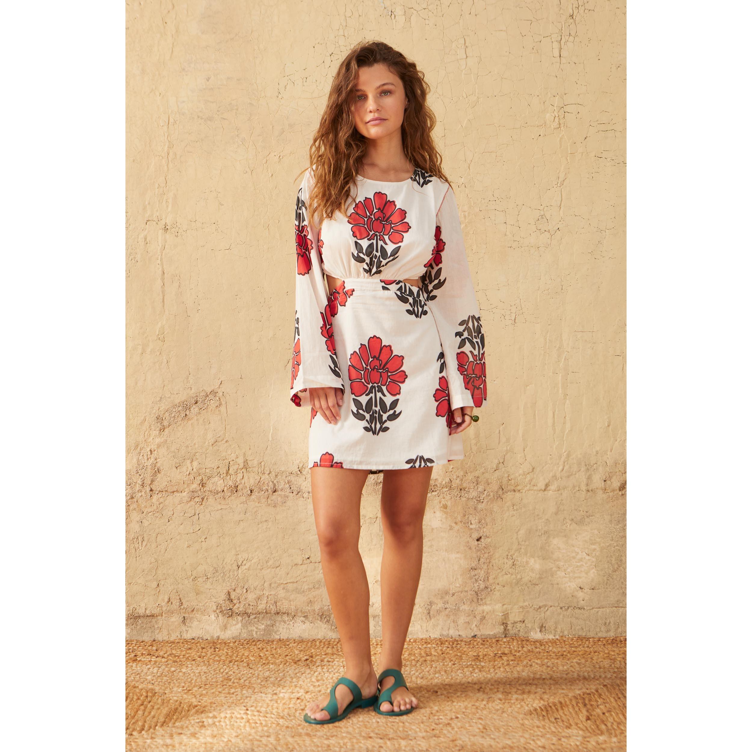 Robe Courte Molly Imprime Indian Flowers - Redclay