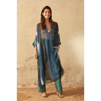 Cafetan Bella Tie And Dye Etamine De Laine - Blue Print