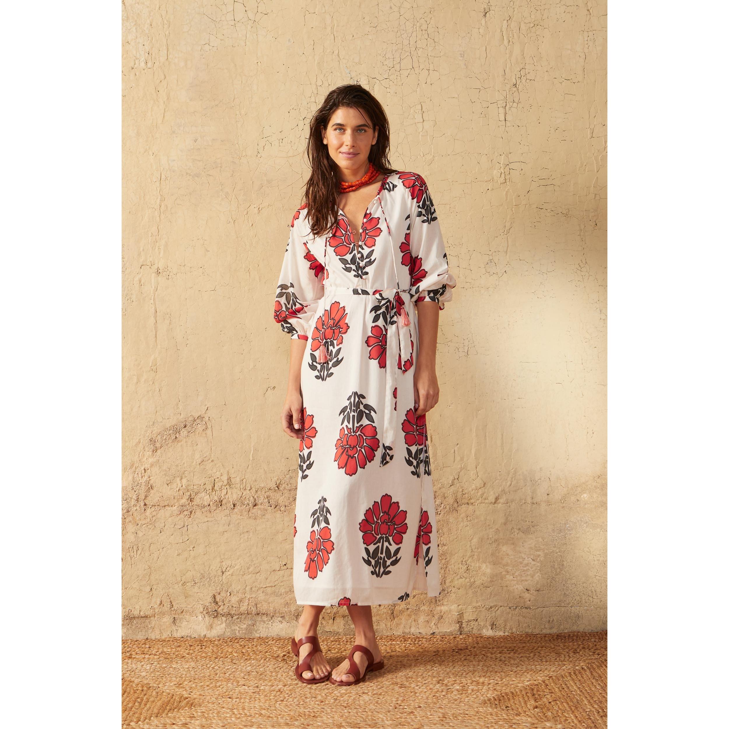 Robe Gregoria Imprime Indian Flowers - Blue