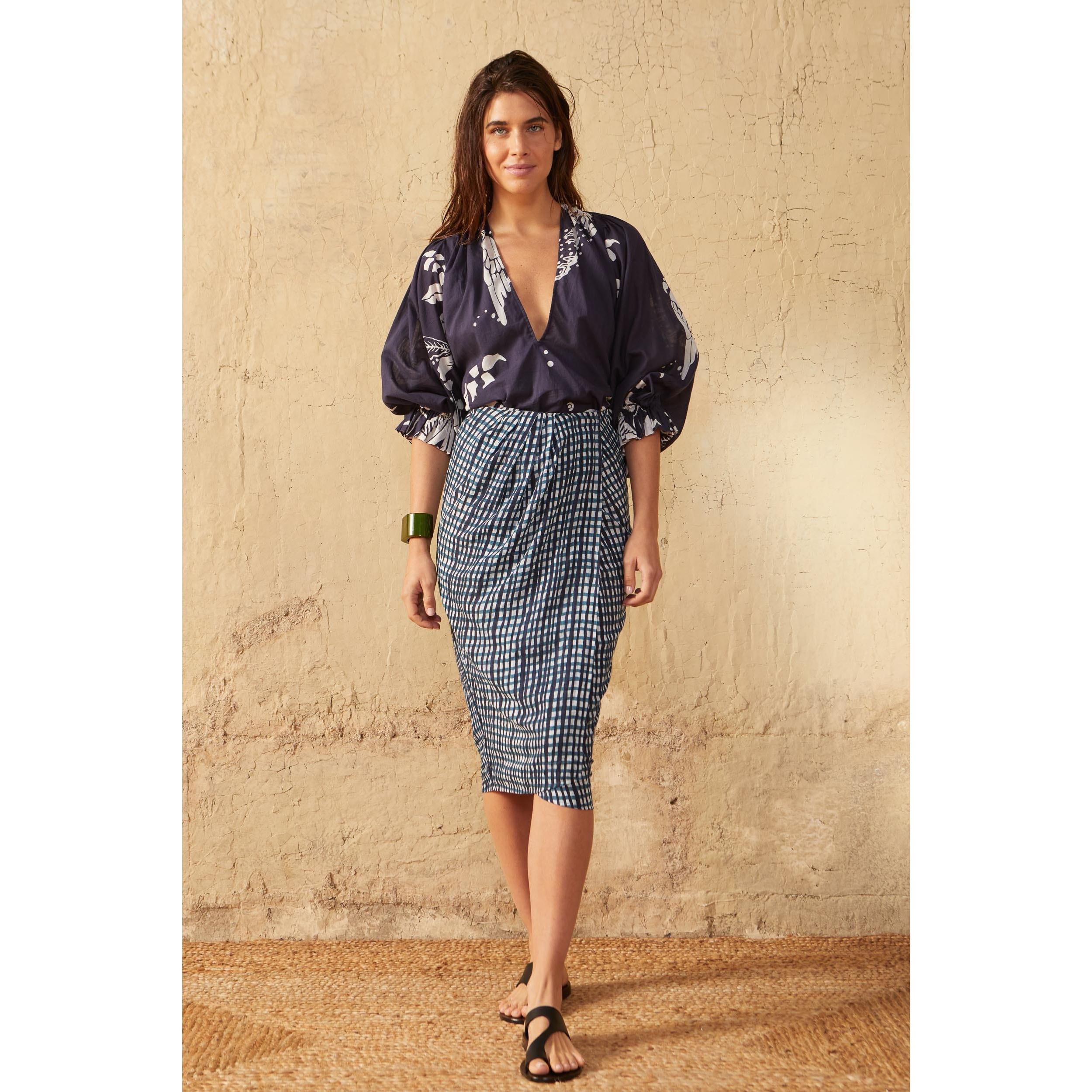 Top Divya Dos Nu Imprime Palladio - Bleu