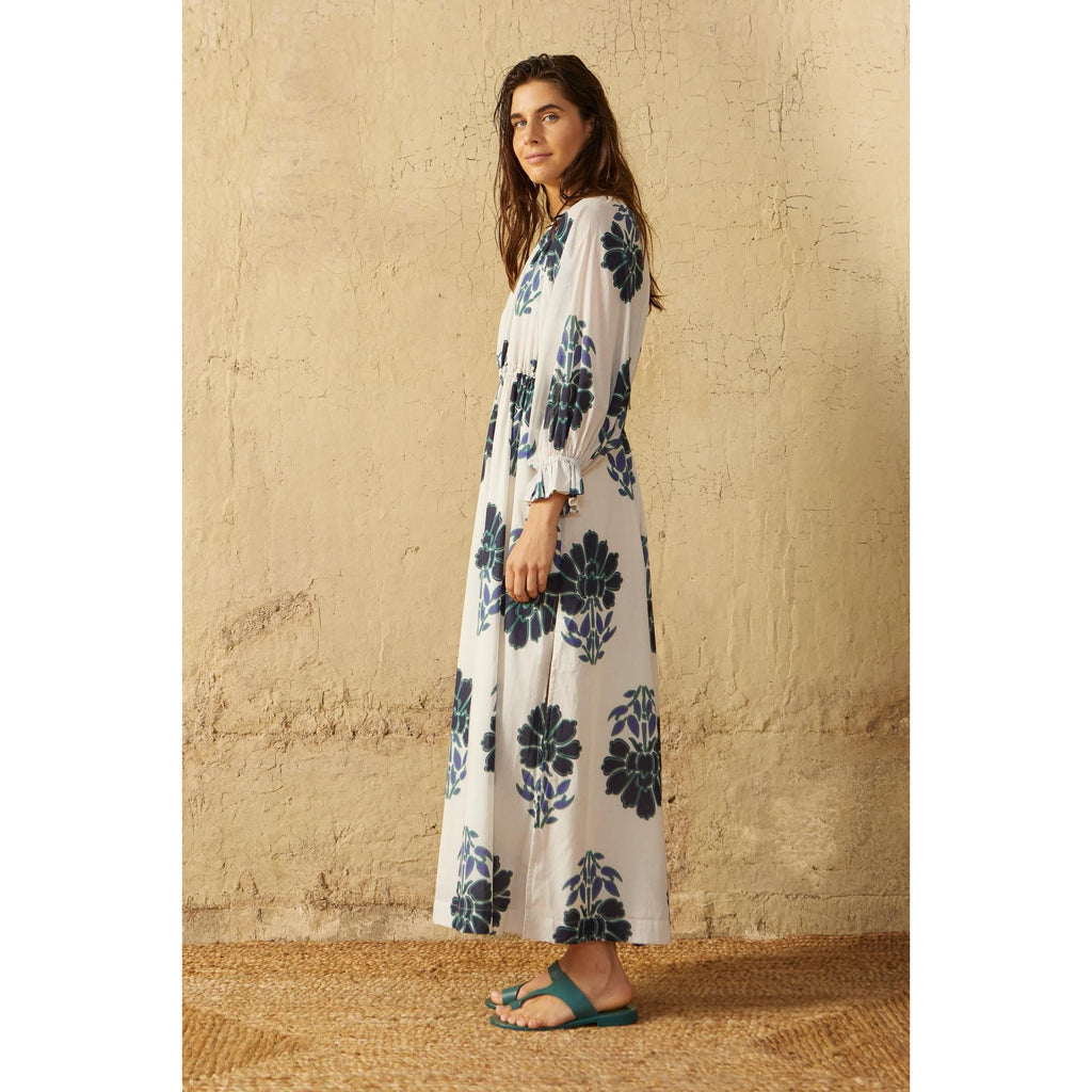 Robe Jane Imprime Indian Flowers - Blue