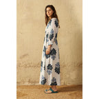 Robe Jane Imprime Indian Flowers - Blue