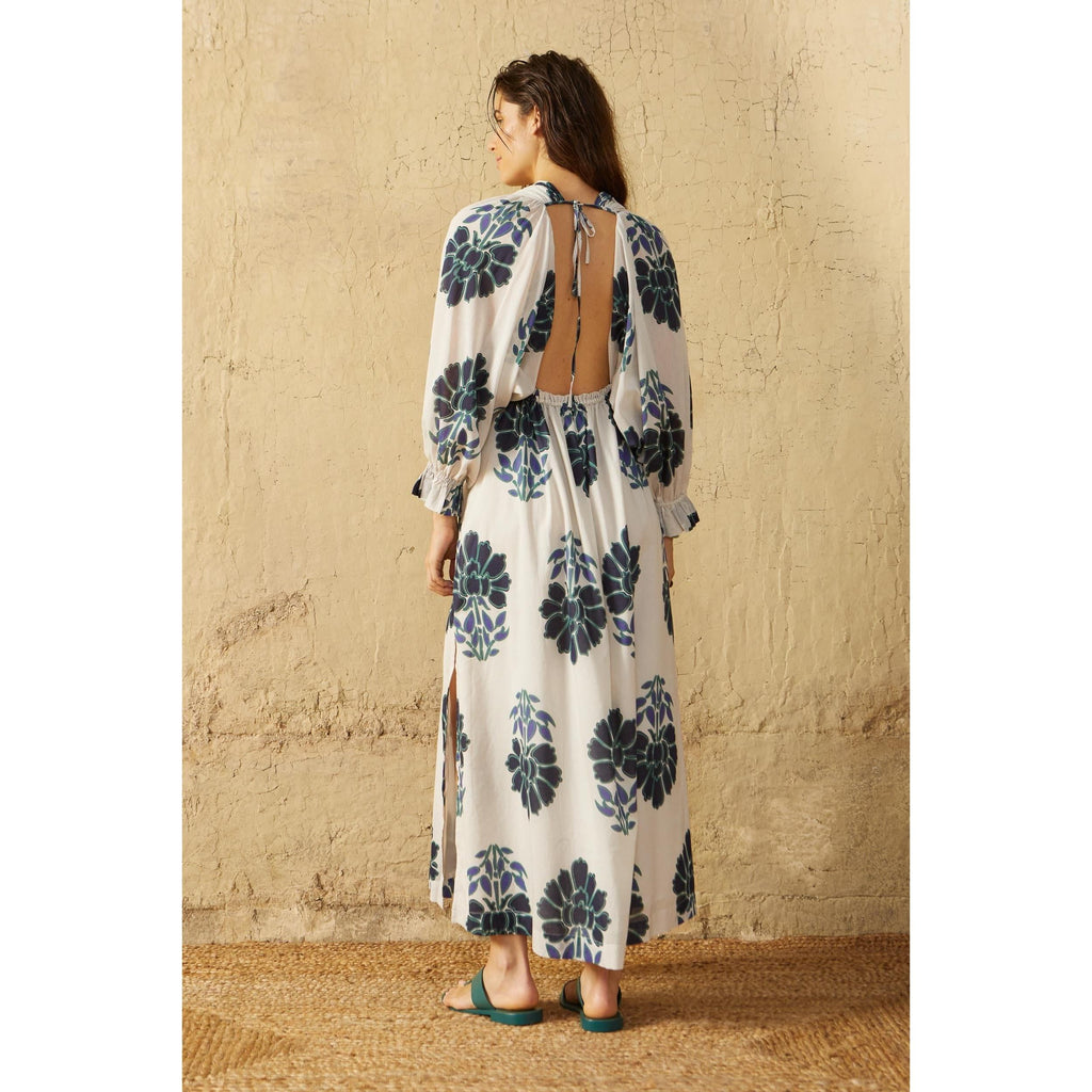 Robe Jane Imprime Indian Flowers - Blue