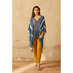 Poncho Rafaele Tie And Dye Etamine De Laine - Blue Print
