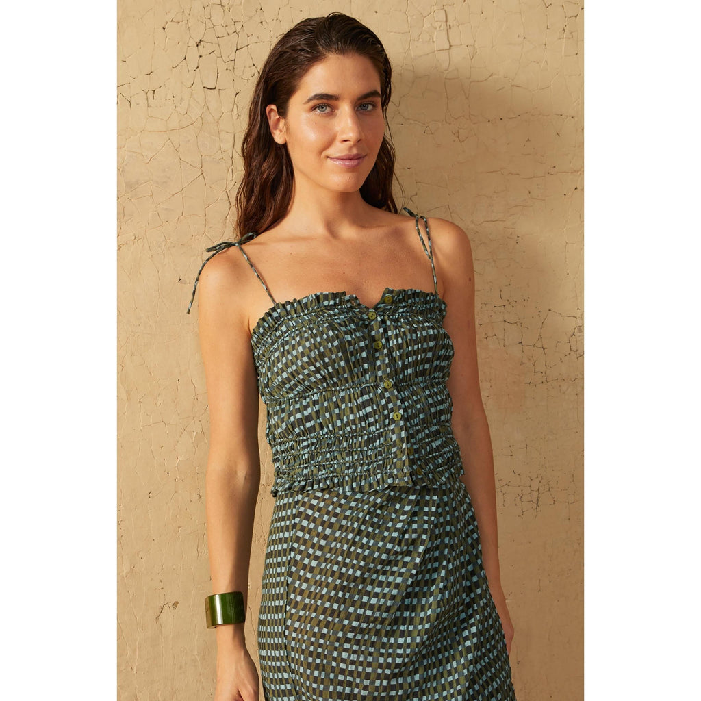 Top Paule Imprime Shibori - Green