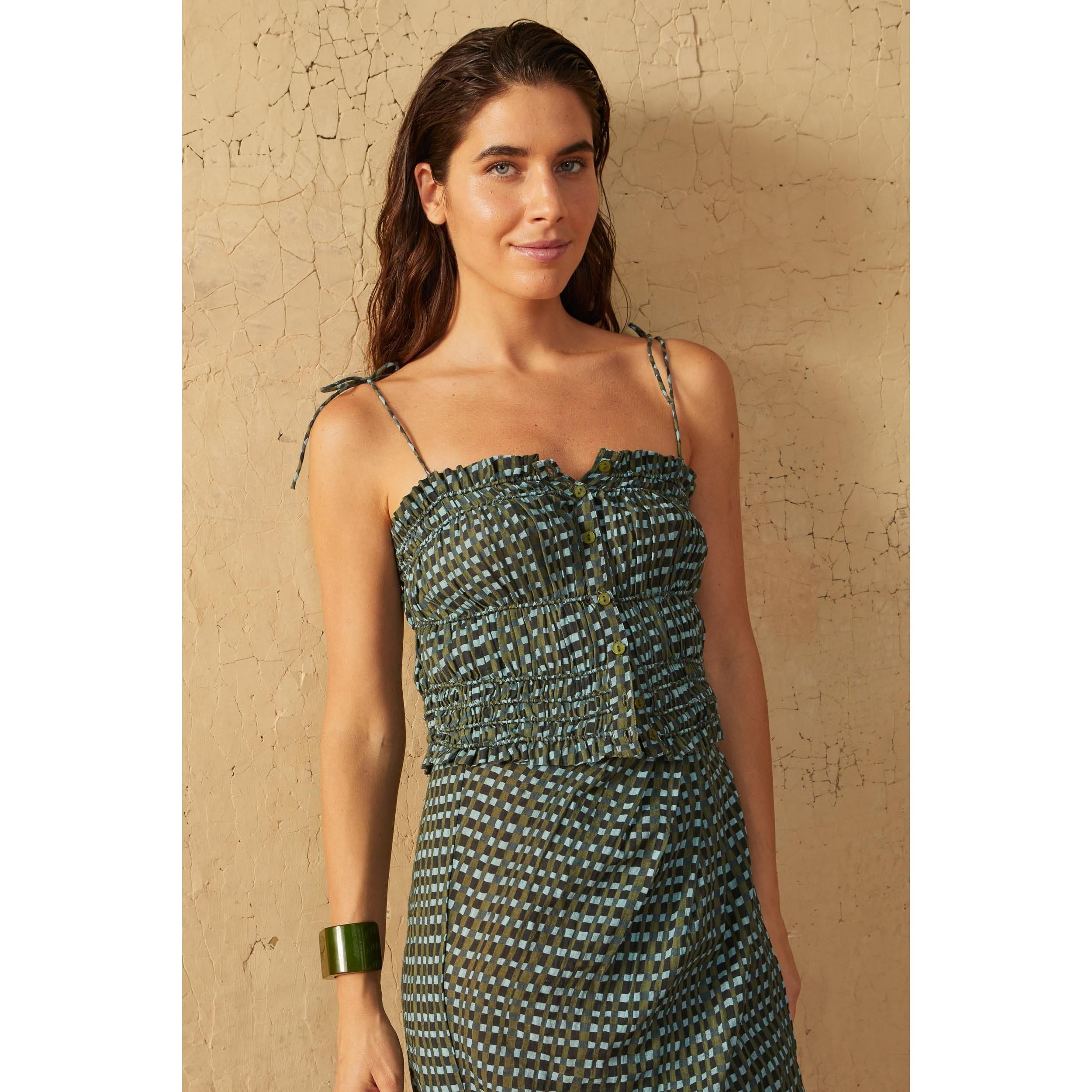 Top Paule Imprime Shibori - Green