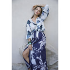 Blouse Romantica Imprime Indian Flowers - Blue