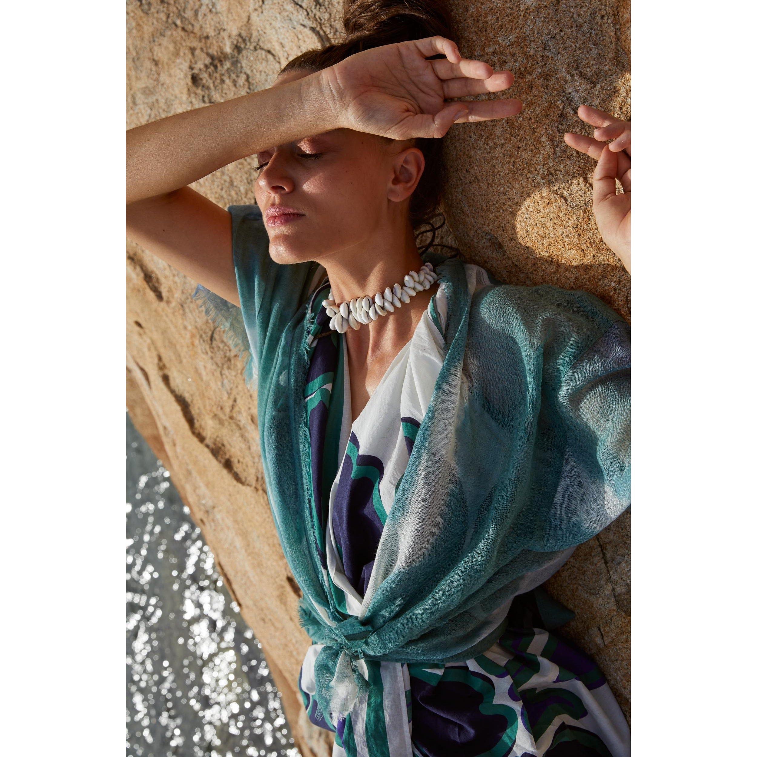 Kimono Renata Tie And Dye Etamine De Laine - Lagon