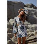 Robe Courte Molly Imprime Indian Flowers - Blue