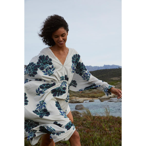 Robe Jane Imprime Indian Flowers - Blue