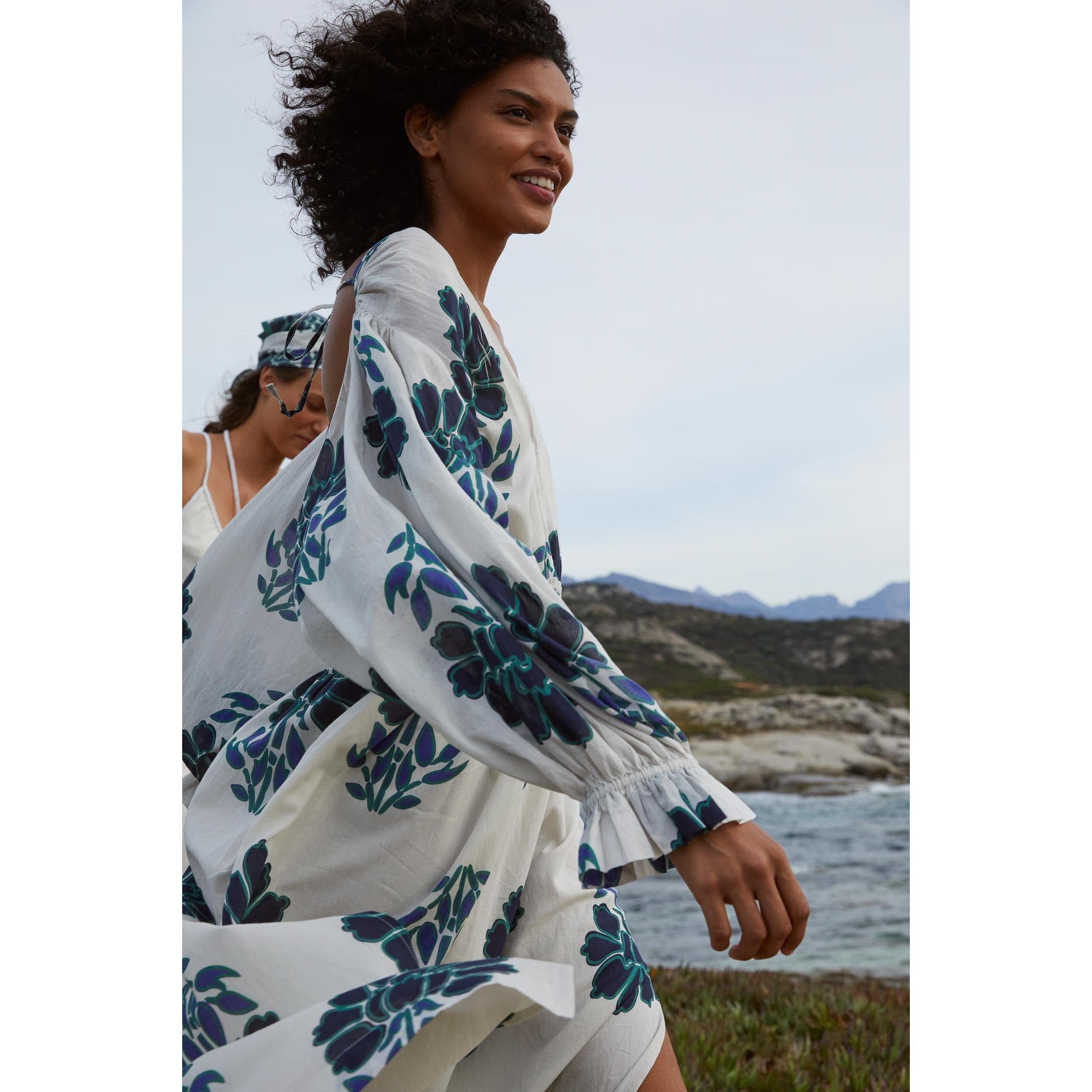 Robe Jane Imprime Indian Flowers - Blue