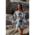 Robe Courte Molly Imprime Indian Flowers - Blue