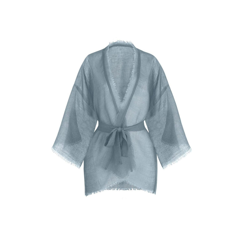 Veste Kimono Renata Etamine De Laine - Sky Blue