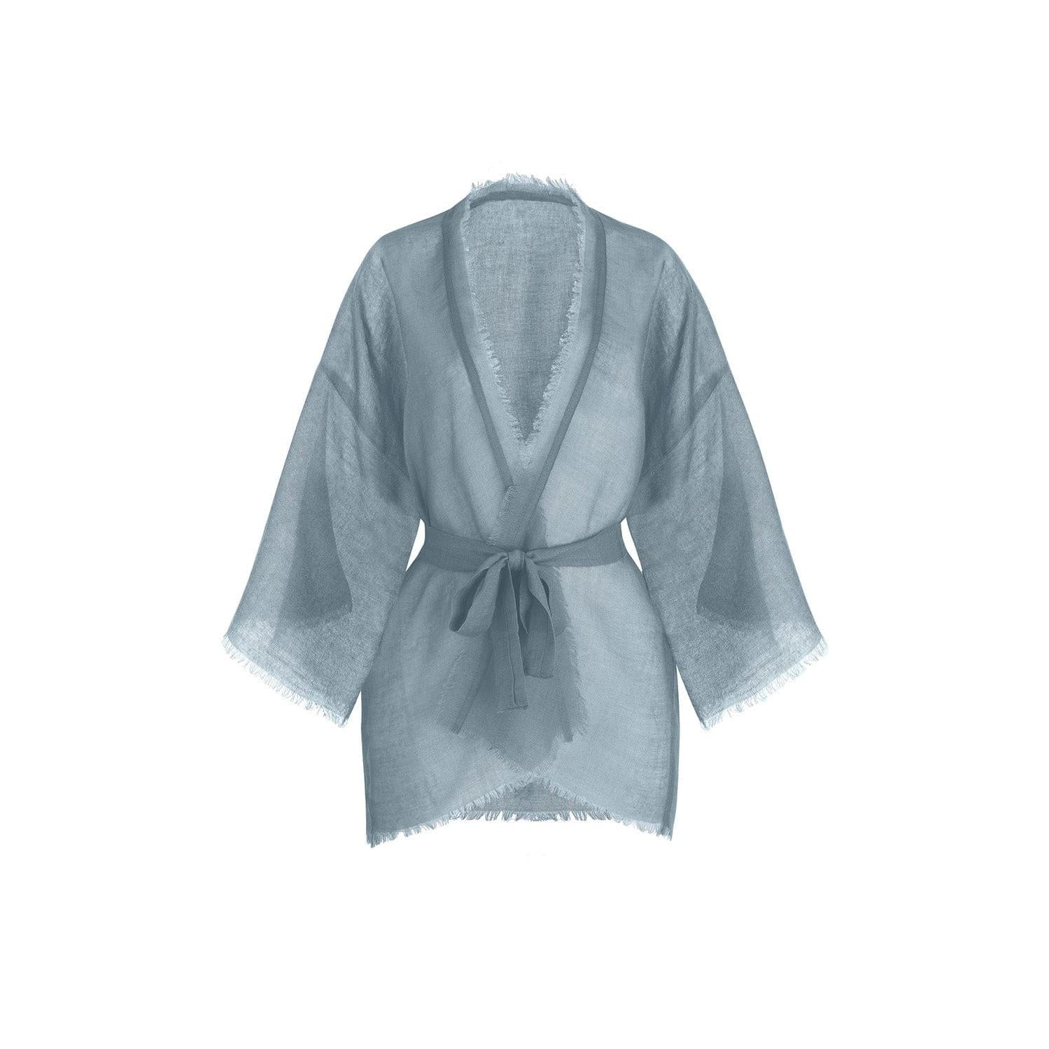 Veste Kimono Renata Etamine De Laine - Sky Blue