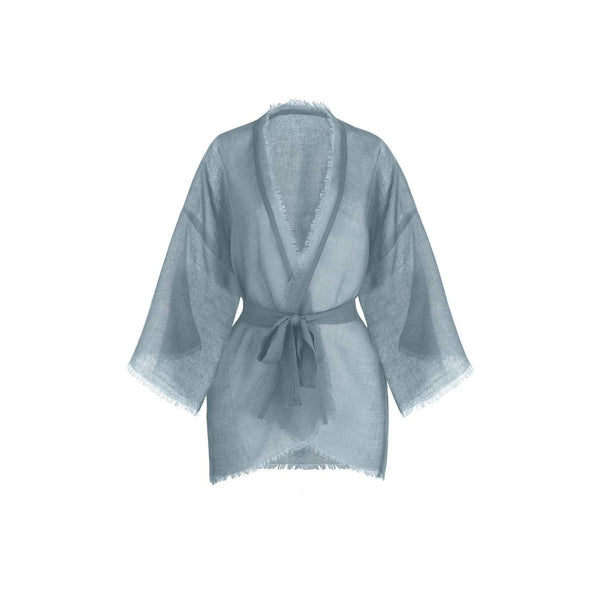 Veste Kimono Renata Etamine De Laine - Sky Blue