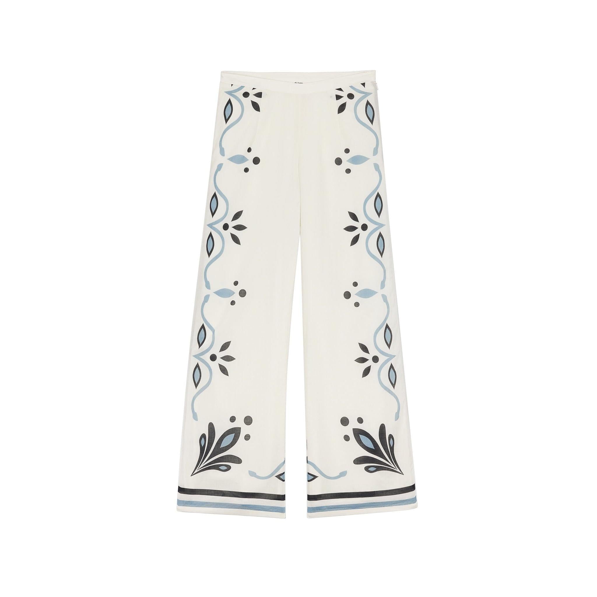 Pantalon Erika Imprime Arabesque - White