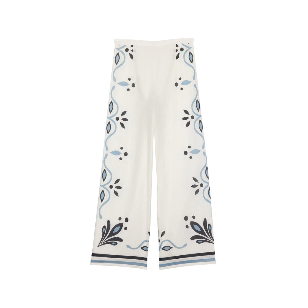 Pantalon Erika Imprime Arabesque - White