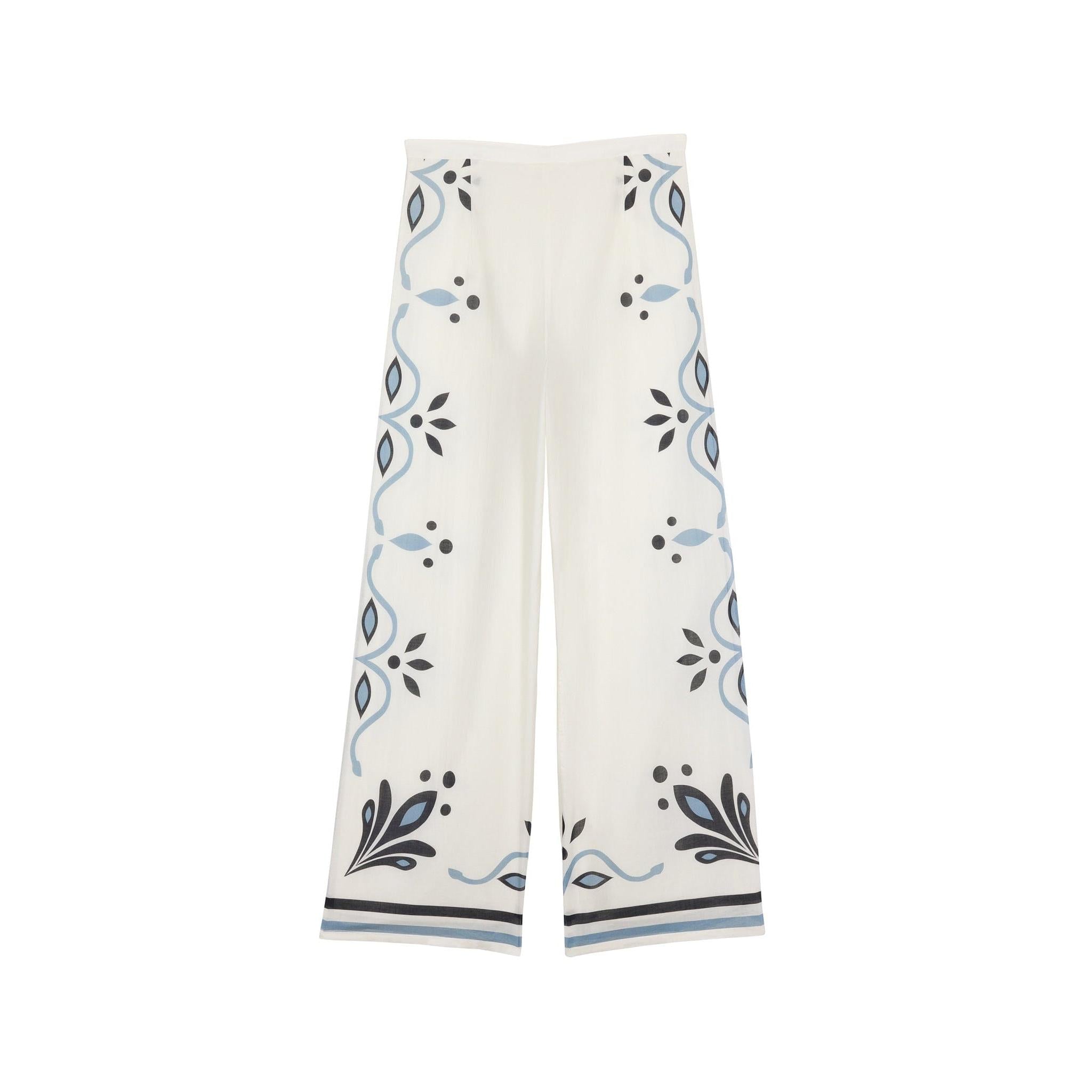 Pantalon Erika Imprime Arabesque - White