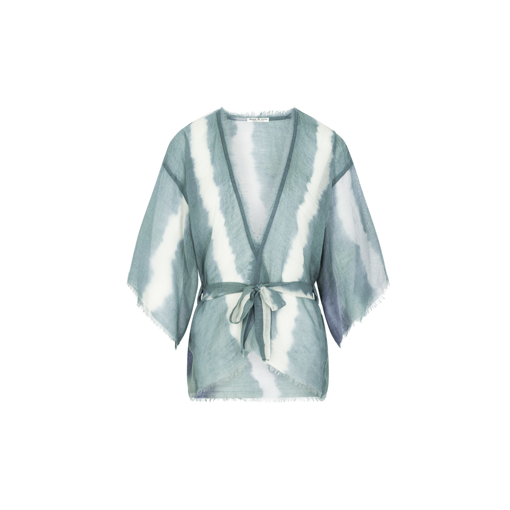 Kimono Renata Tie And Dye Etamine De Laine - Lagon
