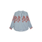 Blouse Gilda Ajouree Imprime Orchids - Blue