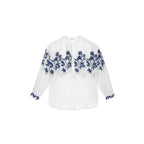 Blouse Gilda Ajouree Imprime Orchids - White