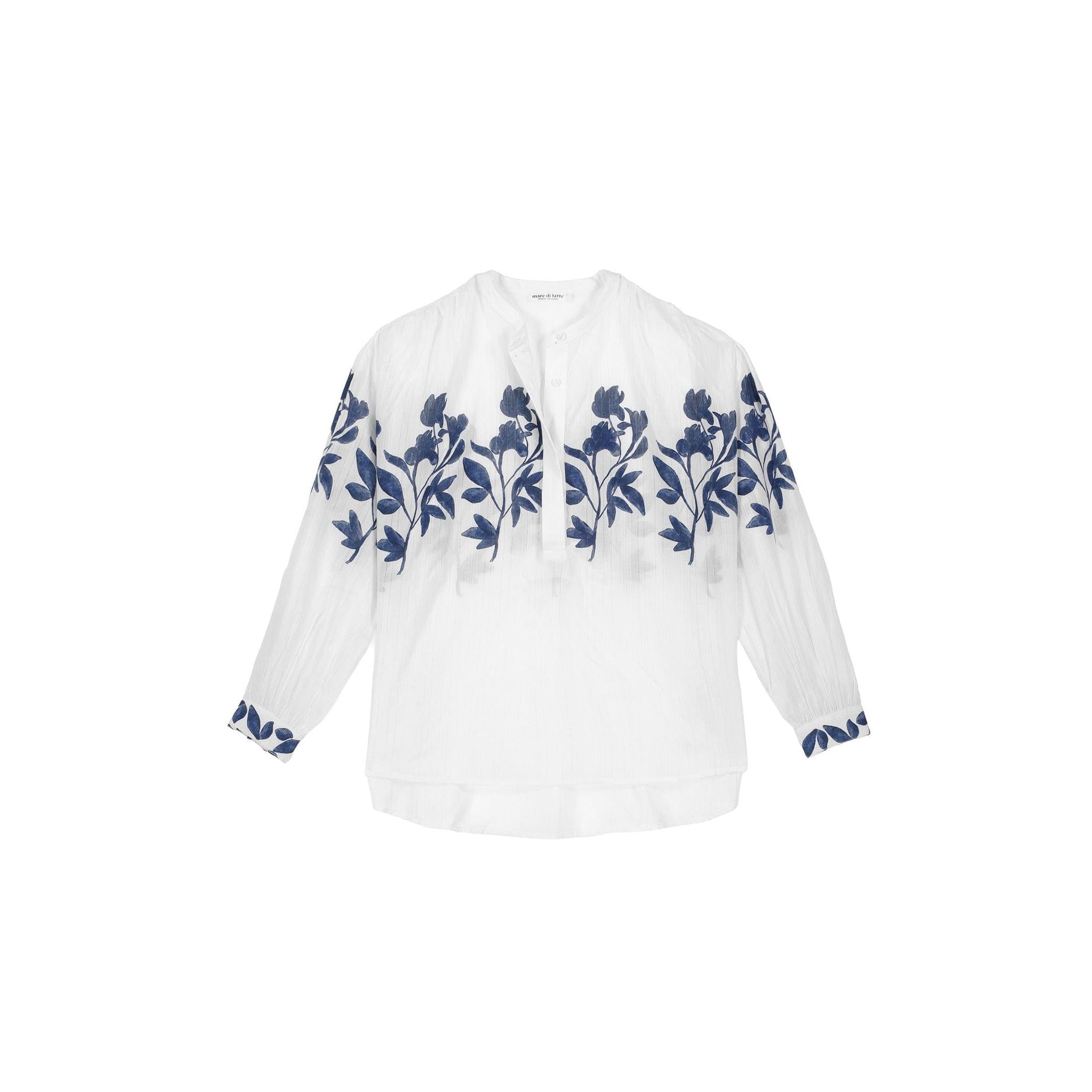 Blouse Gilda Ajouree Imprime Orchids - White