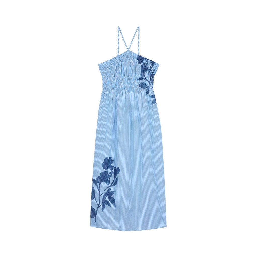 Robe Morgane Imprime Orchids - Bleu