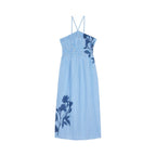 Robe Morgane Imprime Orchids - Bleu