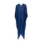 Poncho Long Rafaele Etamine De Laine - China Blue