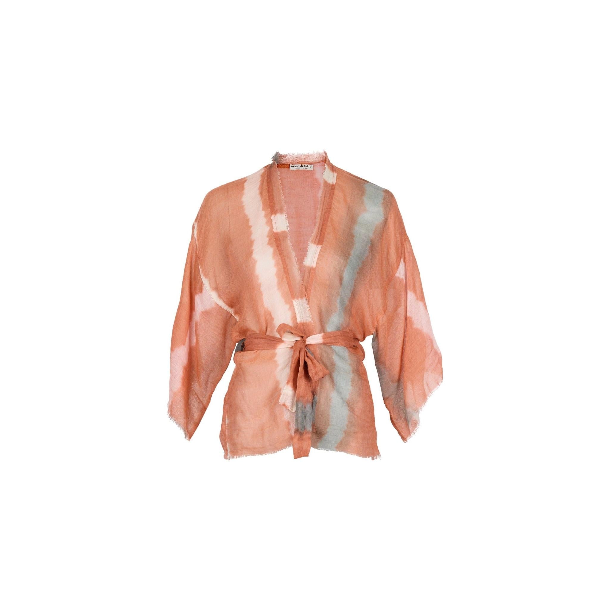 Kimono Renata Tie And Dye Etamine De Laine - Blue Print