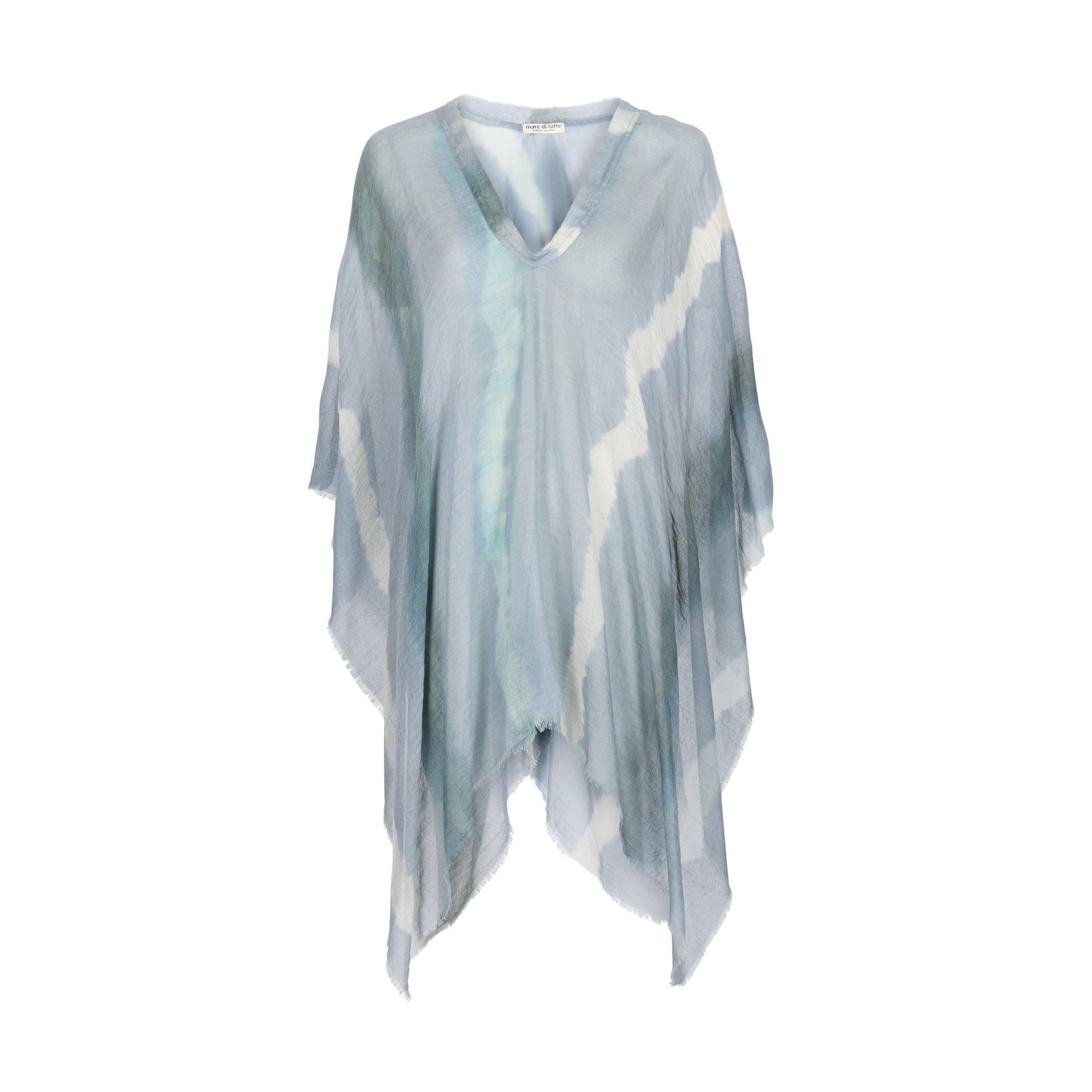 Poncho Rafaele Tie And Dye Etamine De Laine - Nuage