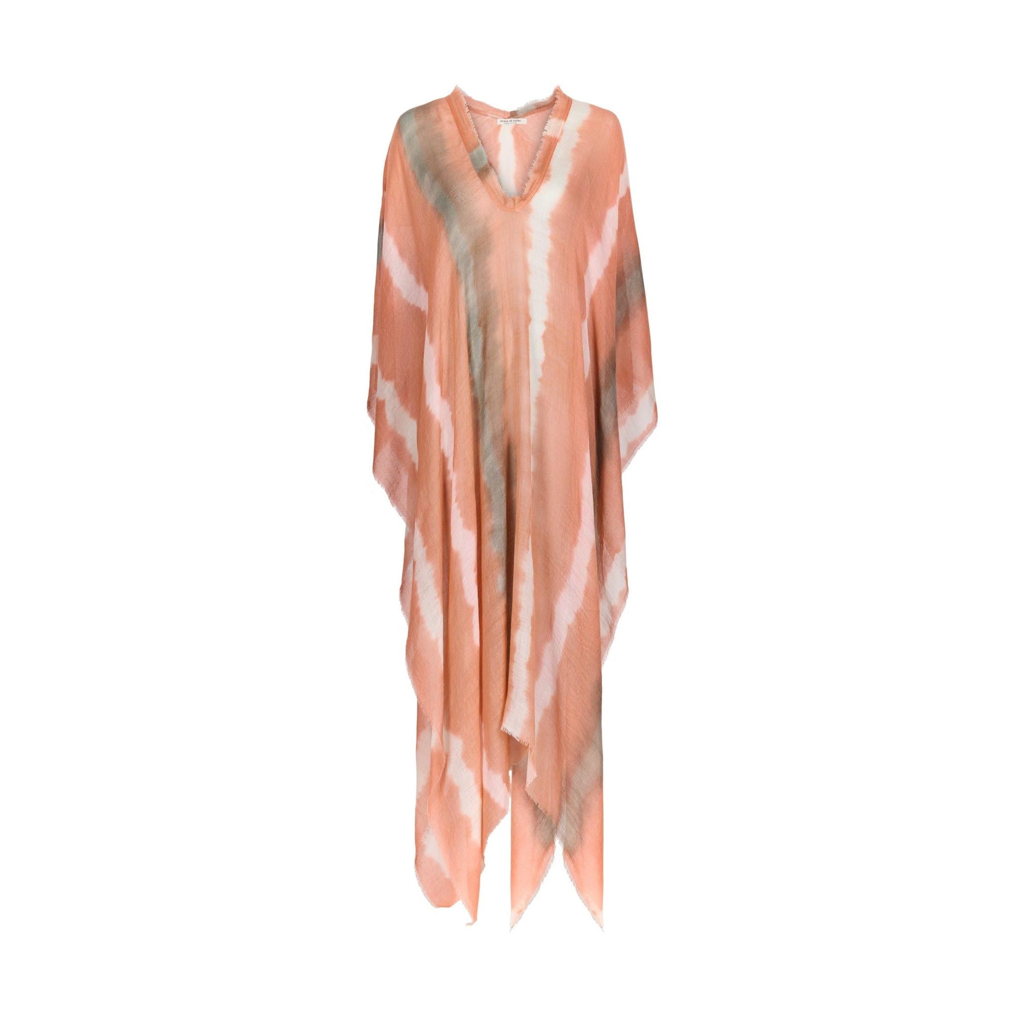 Poncho Long Rafaele Etamine De Laine Tie And Dye - Nuage