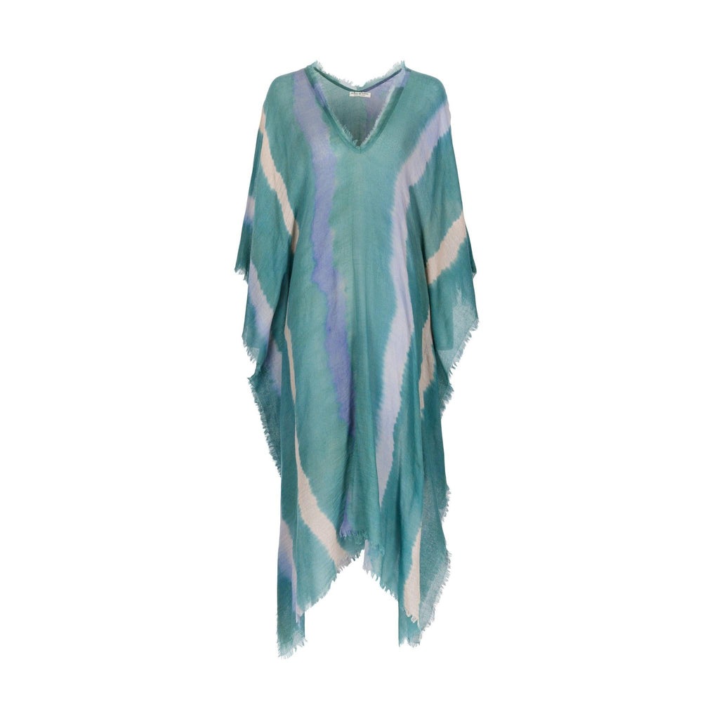 Poncho Long Rafaele Etamine De Laine Tie And Dye - Lagon
